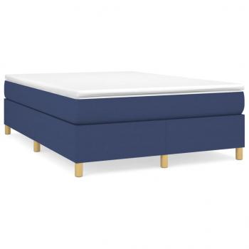 Boxspringbett mit Matratze Blau 140x190 cm Stoff