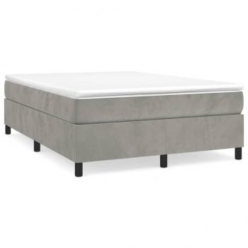 Boxspringbett mit Matratze Hellgrau 140x190 cm Samt