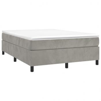 Boxspringbett mit Matratze Hellgrau 140x200 cm Samt