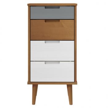 Schubladenschrank MOLDE Braun 40x35x82 cm Massivholz Kiefer