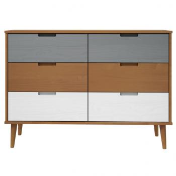 Schubladenschrank MOLDE Braun 113x40x80 cm Massivholz Kiefer