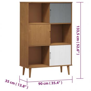 Bücherregal MOLDE Braun 90x35x133,5 cm Massivholz Kiefer