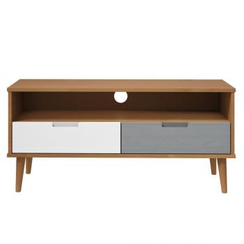 TV-Schrank MOLDE Braun 106x40x49 cm Massivholz Kiefer