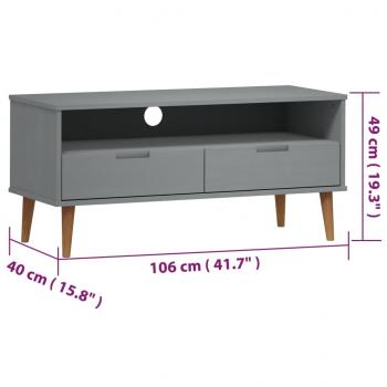 TV-Schrank MOLDE Grau 106x40x49 cm Massivholz Kiefer