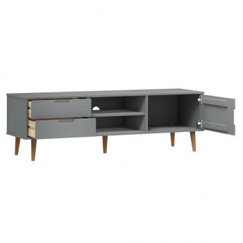 TV-Schrank MOLDE Grau 158x40x49 cm Massivholz Kiefer