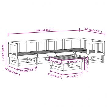 6-tlg. Garten-Lounge-Set Grau Massivholz Kiefer