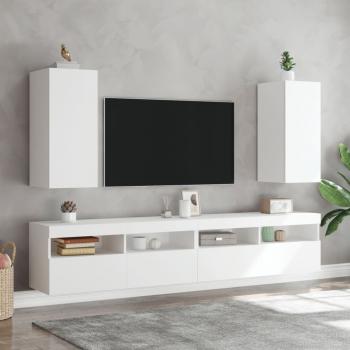 TV-Wandschrank mit LED-Leuchten Weiß 30,5x35x70 cm