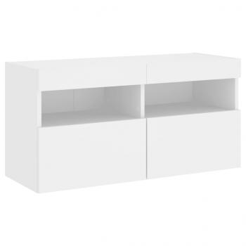 TV-Wandschrank mit LED-Leuchten Weiß 80x30x40 cm