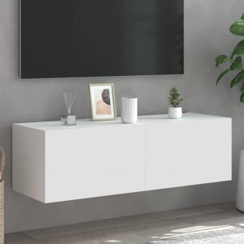 ARDEBO.de - TV-Wandschrank mit LED-Leuchten Weiß 100x35x31 cm