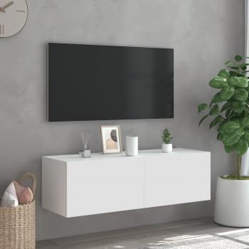 TV-Wandschrank mit LED-Leuchten Weiß 100x35x31 cm