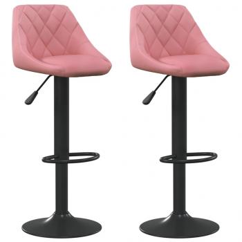 Barhocker 2 Stk. Rosa Samt