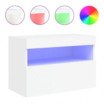 TV-Wandschrank mit LED-Leuchten Weiß 60x30x40 cm