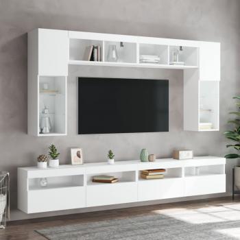 TV-Wandschrank mit LED-Leuchten Weiß 60x30x40 cm