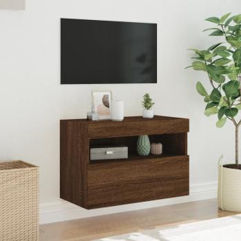 TV-Wandschrank mit LED-Leuchten Braun Eichen-Optik 60x30x40 cm