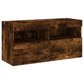 TV-Wandschrank mit LED-Leuchten Räuchereiche 80x30x40 cm