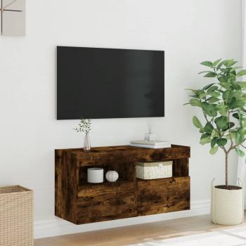 TV-Wandschrank mit LED-Leuchten Räuchereiche 80x30x40 cm