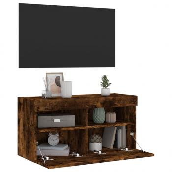 TV-Wandschrank mit LED-Leuchten Räuchereiche 80x30x40 cm