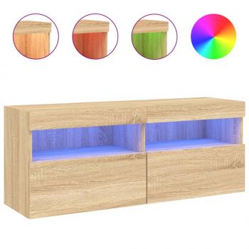 TV-Wandschrank mit LED-Leuchten Sonoma-Eiche 100x30x40 cm