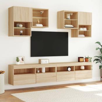 TV-Wandschrank mit LED-Leuchten Sonoma-Eiche 100x30x40 cm