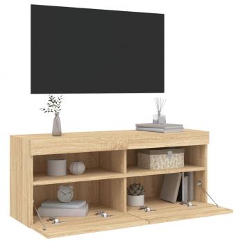 TV-Wandschrank mit LED-Leuchten Sonoma-Eiche 100x30x40 cm