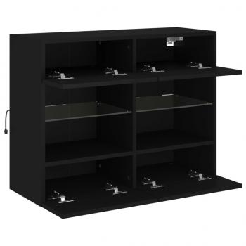 TV-Wandschrank mit LED-Leuchten Schwarz 78,5x30x60,5 cm