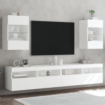 ARDEBO.de - TV-Wandschränke mit LED-Leuchten 2 Stk. Weiß 40x30x60,5 cm