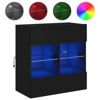 TV-Wandschrank mit LED-Leuchten Schwarz 58,5x30x60,5 cm