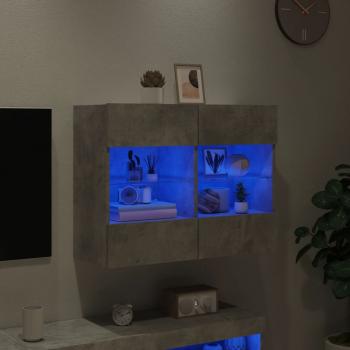 TV-Wandschrank mit LED-Leuchten Betongrau 78,5x30x60,5 cm