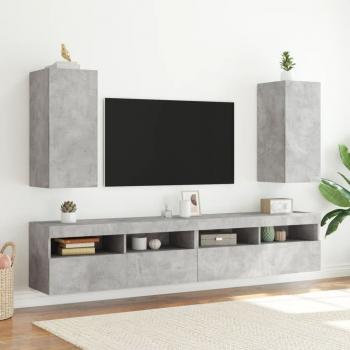 TV-Wandschrank mit LED-Leuchten Betongrau 30,5x35x70 cm