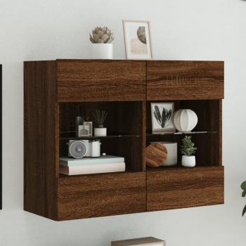 ARDEBO.de - TV-Wandschrank mit LED-Leuchten Braun Eichen-Optik