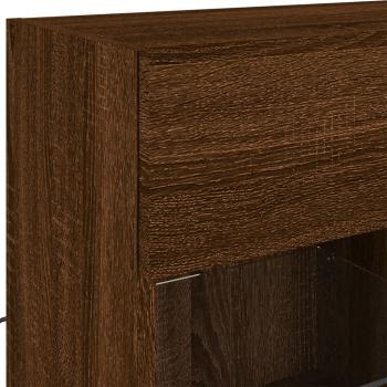 TV-Wandschrank mit LED-Leuchten Braun Eichen-Optik