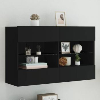 ARDEBO.de - TV-Wandschrank mit LED-Leuchten Schwarz 98,5x30x60,5 cm