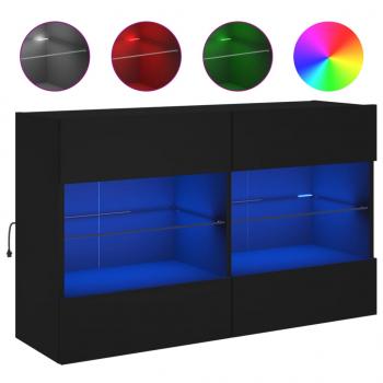 TV-Wandschrank mit LED-Leuchten Schwarz 98,5x30x60,5 cm