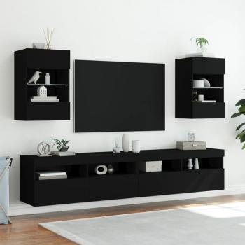 TV-Wandschrank mit LED-Leuchten Schwarz 40x30x60,5 cm