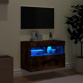 TV-Wandschrank mit LED-Leuchten Räuchereiche 60x30x40 cm