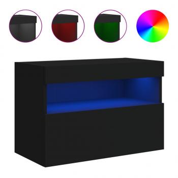 TV-Wandschrank mit LED-Leuchten Schwarz 60x30x40 cm