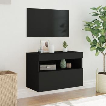 TV-Wandschrank mit LED-Leuchten Schwarz 60x30x40 cm