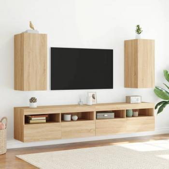 TV-Wandschrank mit LED-Leuchten Sonoma-Eiche 30,5x35x70 cm