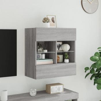 TV-Wandschrank mit LED-Leuchten Grau Sonoma 58,5x30x60,5 cm