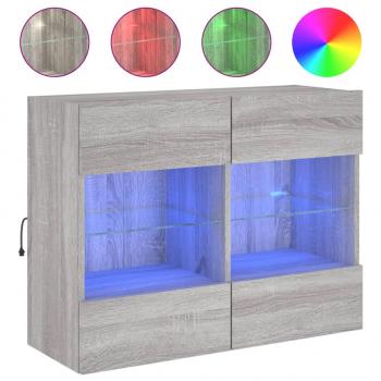 TV-Wandschrank mit LED-Leuchten Grau Sonoma 78,5x30x60,5 cm