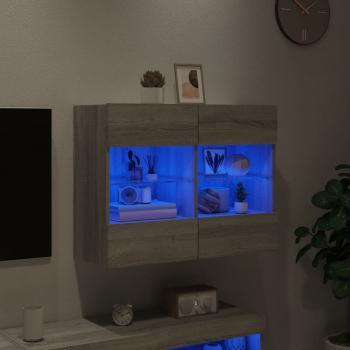 TV-Wandschrank mit LED-Leuchten Grau Sonoma 78,5x30x60,5 cm