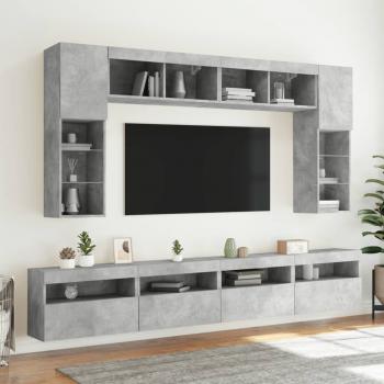 TV-Wandschränke mit LED-Leuchten 2 Stk. Betongrau 60x30x40 cm