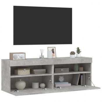 TV-Wandschränke mit LED-Leuchten 2 Stk. Betongrau 60x30x40 cm