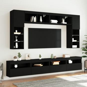 TV-Wandschränke mit LED-Leuchten 2 Stk. Schwarz 60x30x40 cm