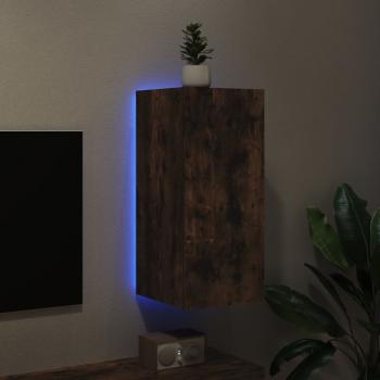 TV-Wandschrank mit LED-Leuchten Räuchereiche 30,5x35x70 cm