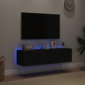 TV-Wandschränke mit LED-Leuchten 2 Stk. Schwarz 60x35x31 cm