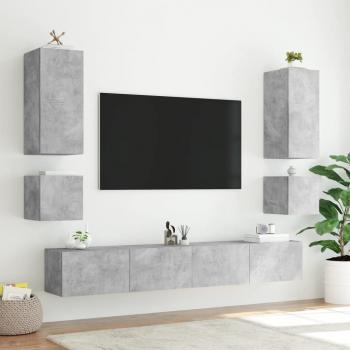 TV-Wandschrank mit LED-Leuchten Betongrau 100x35x31 cm