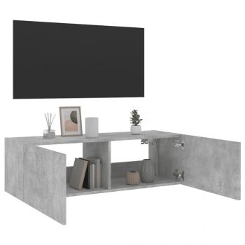 TV-Wandschrank mit LED-Leuchten Betongrau 100x35x31 cm