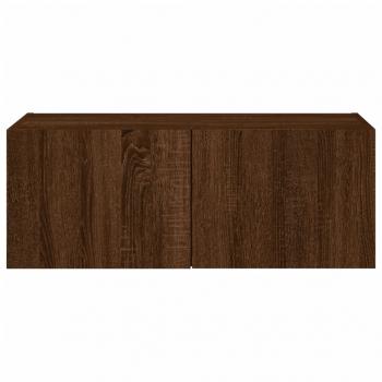 TV-Wandschrank mit LED-Leuchten Braun Eichen-Optik 80x35x31 cm