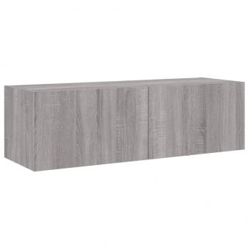 TV-Wandschrank mit LED-Leuchten Grau Sonoma 100x35x31 cm